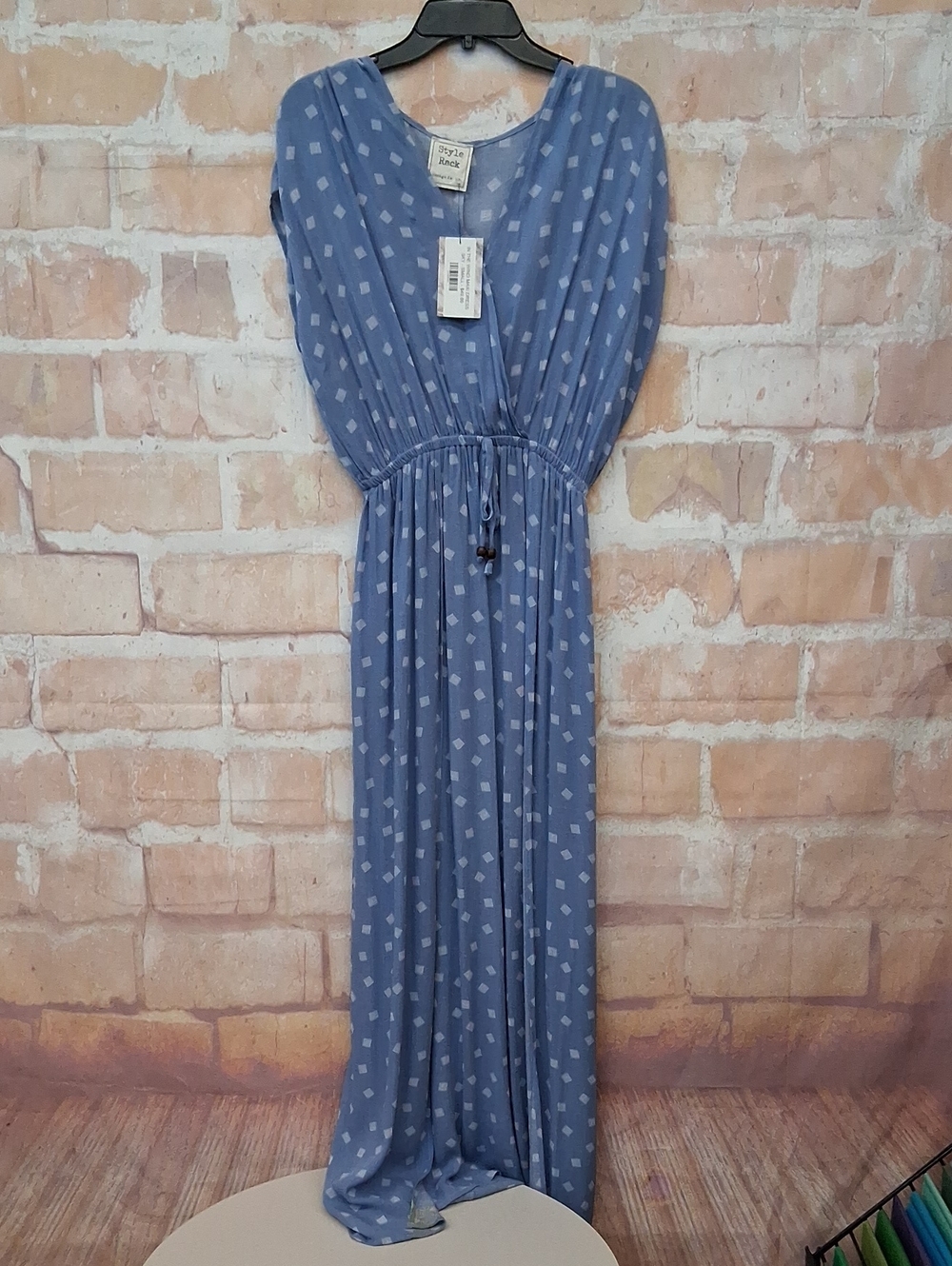 Style Rack Blue Printed V-Neck Maxi Dress